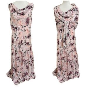 Alex Evenings Floral Burnout High Low Chiffon Dress with Wrap Light Pink Size 12